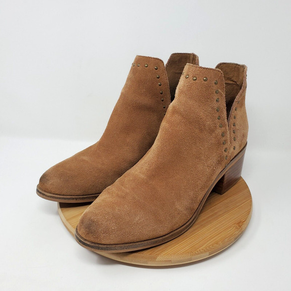 Steve Madden Lyz Ankle Boots Womens 9 Brown Suede Studded Western Cut Out Side - Picture 2 of 12